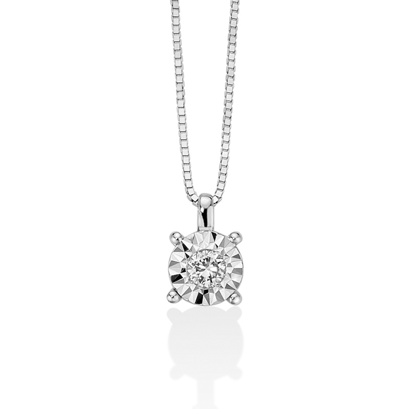 Collana punto luce donna Miluna in oro bianco e diamante CLD4006
