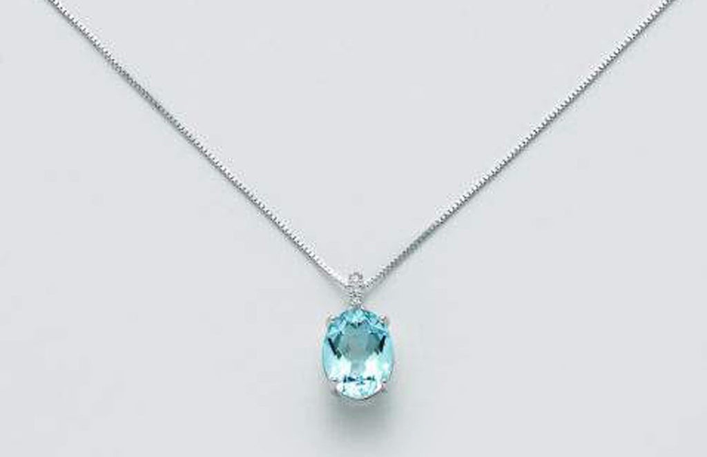 Collana donna Miluna in oro bianco, diamanti e topazio CLD4068X