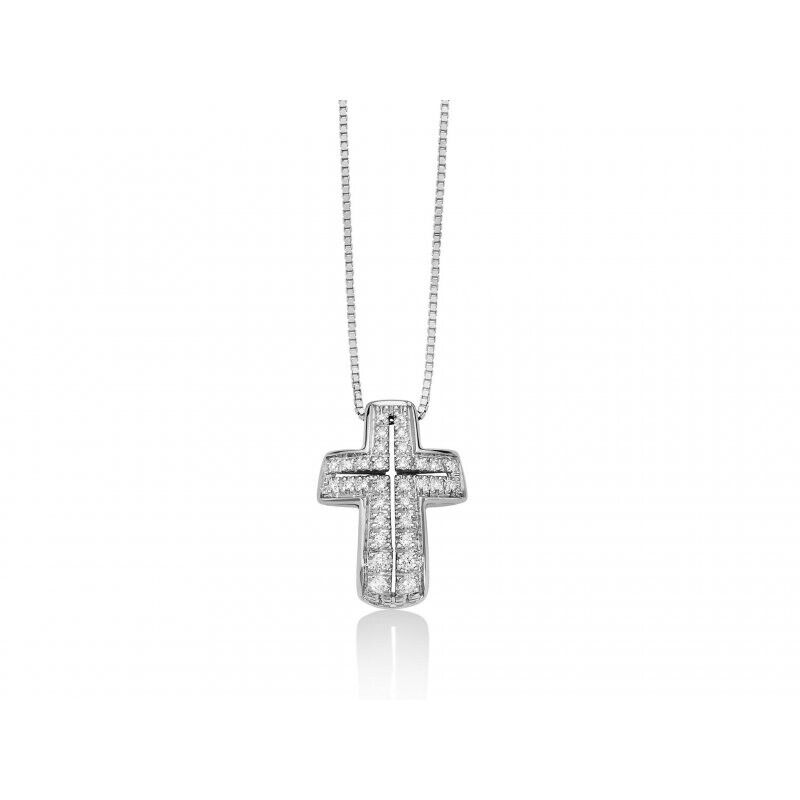 Collana con croce donna Miluna in oro bianco e diamanti CLD4313