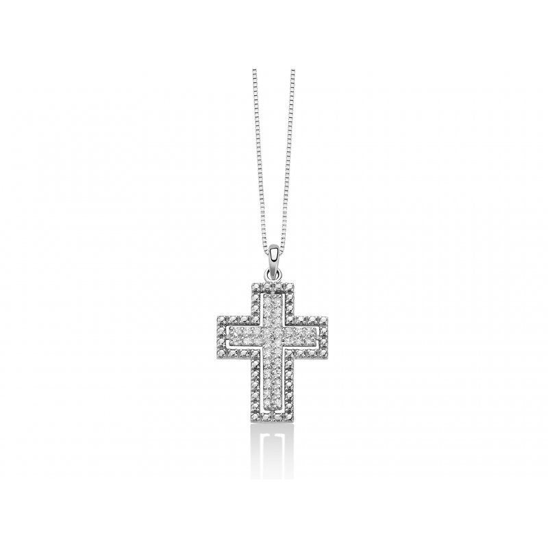 Collana con croce donna Miluna in oro bianco e diamanti CLD4316