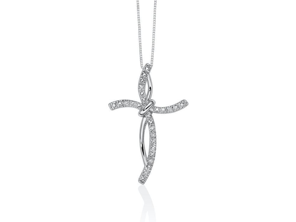 Collana a croce donna Miluna in oro bianco e diamanti CLD4425