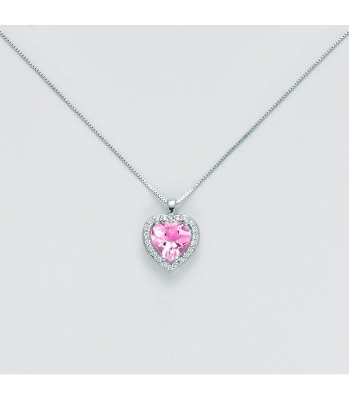 Collana a cuore donna Miluna in oro bianco, diamanti e zaffiro CLD4459