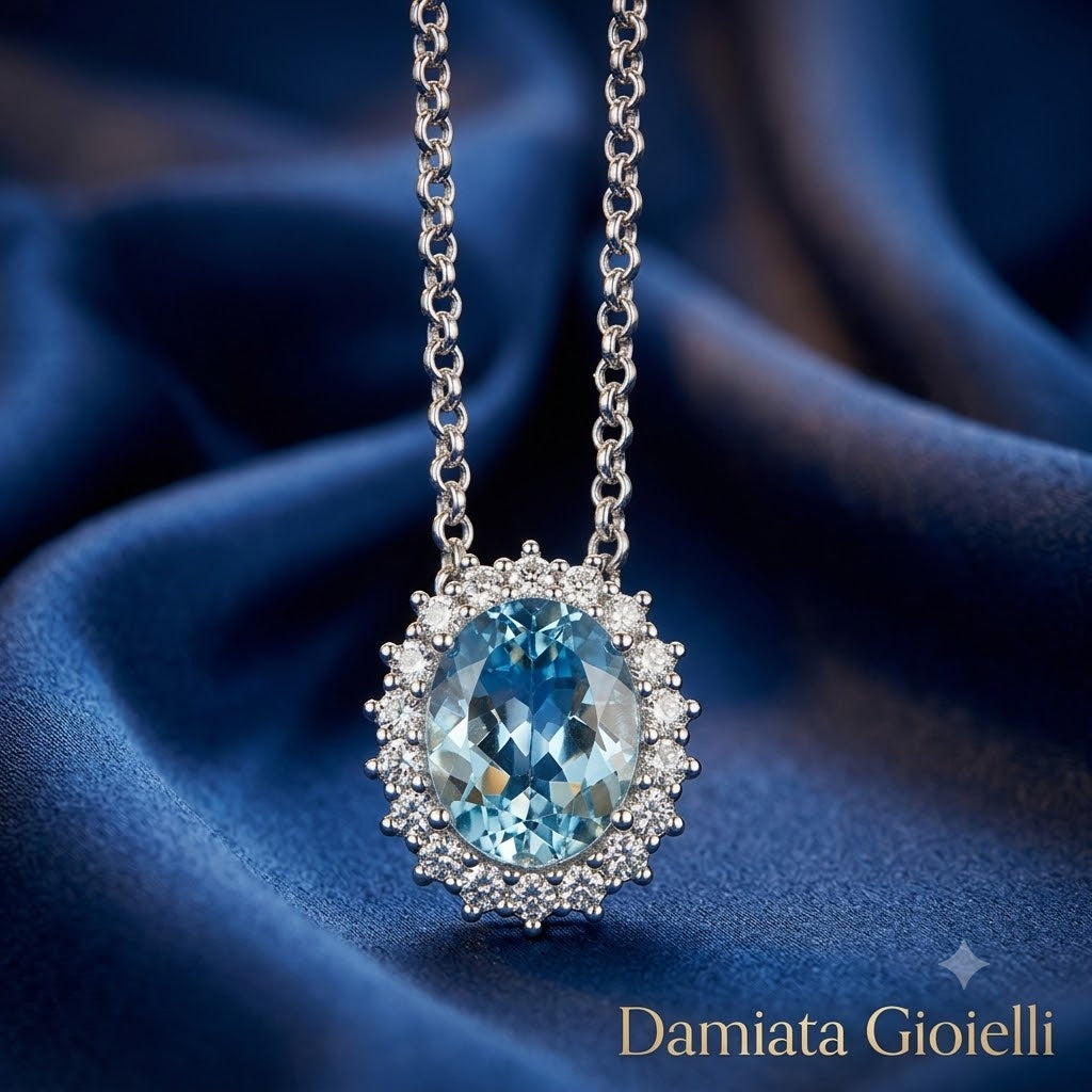 Girocollo donna Miluna in argento 925% con topazi bianchi e celeste CLD4832