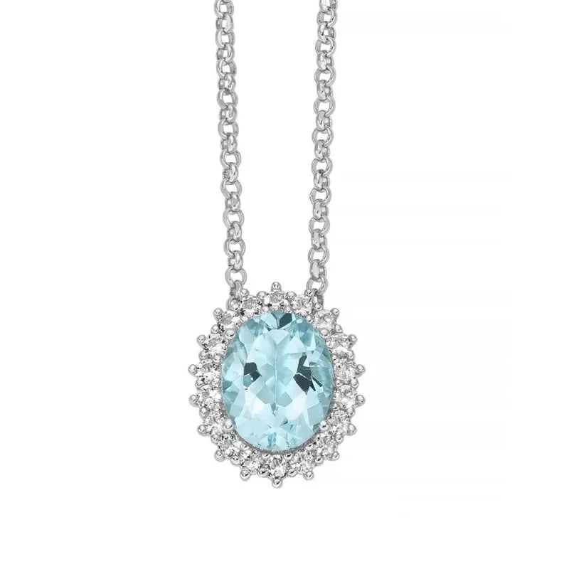 Girocollo donna Miluna in argento 925% con topazi bianchi e celeste CLD4832