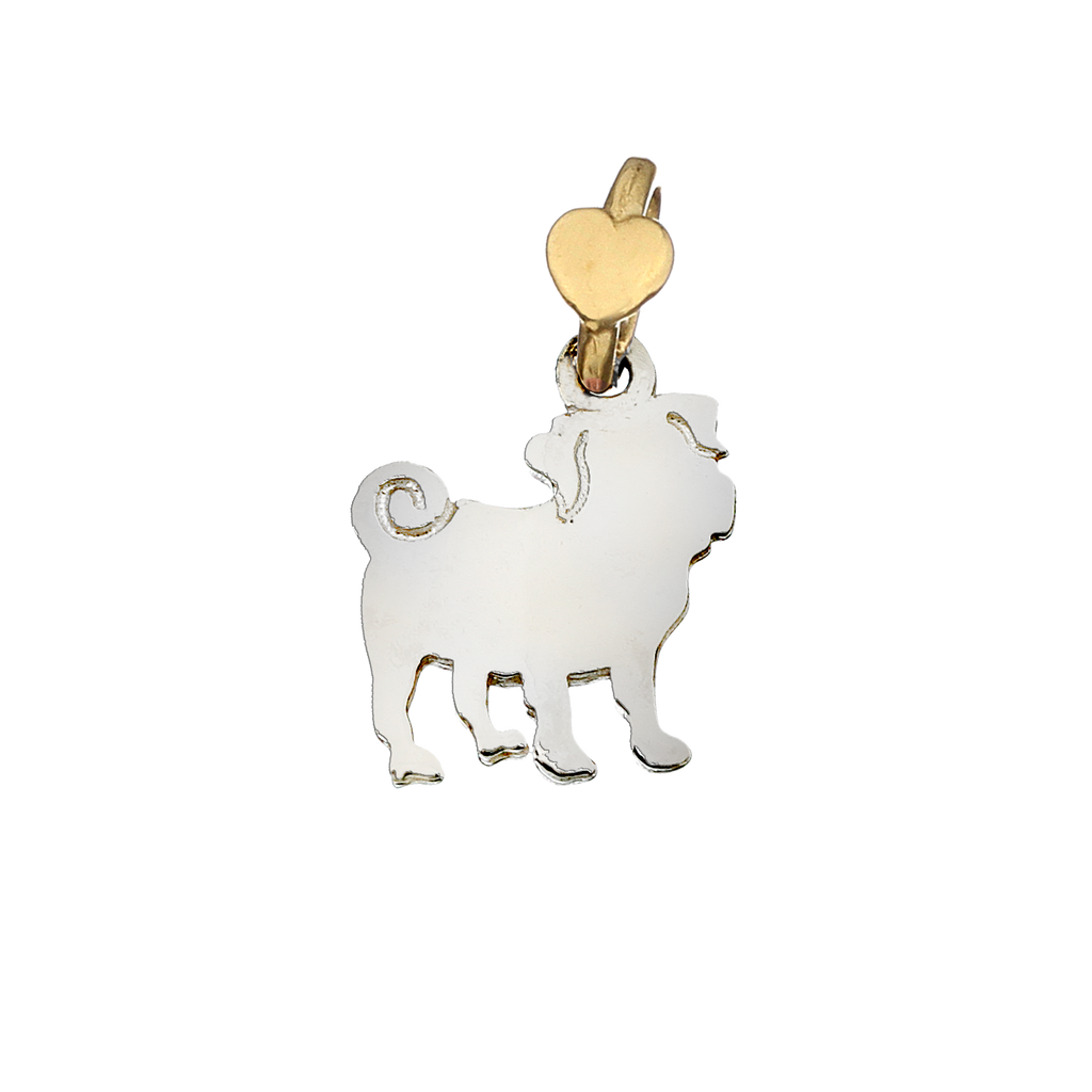 Charm unisex Dodo Mariani in argento e oro raffigurante un cane Carlino CN10K/4