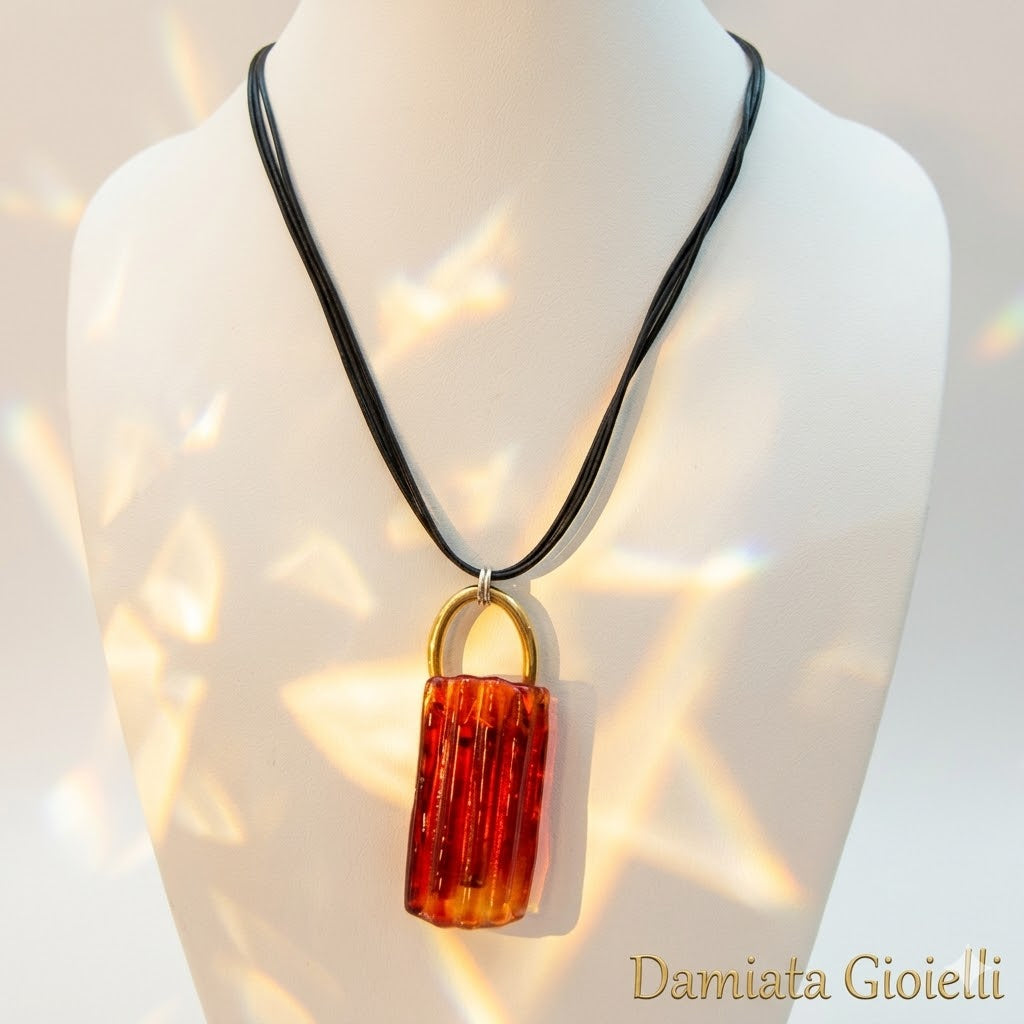 Collana Antica Murrina Venezia donna in vetro e corda CO36221