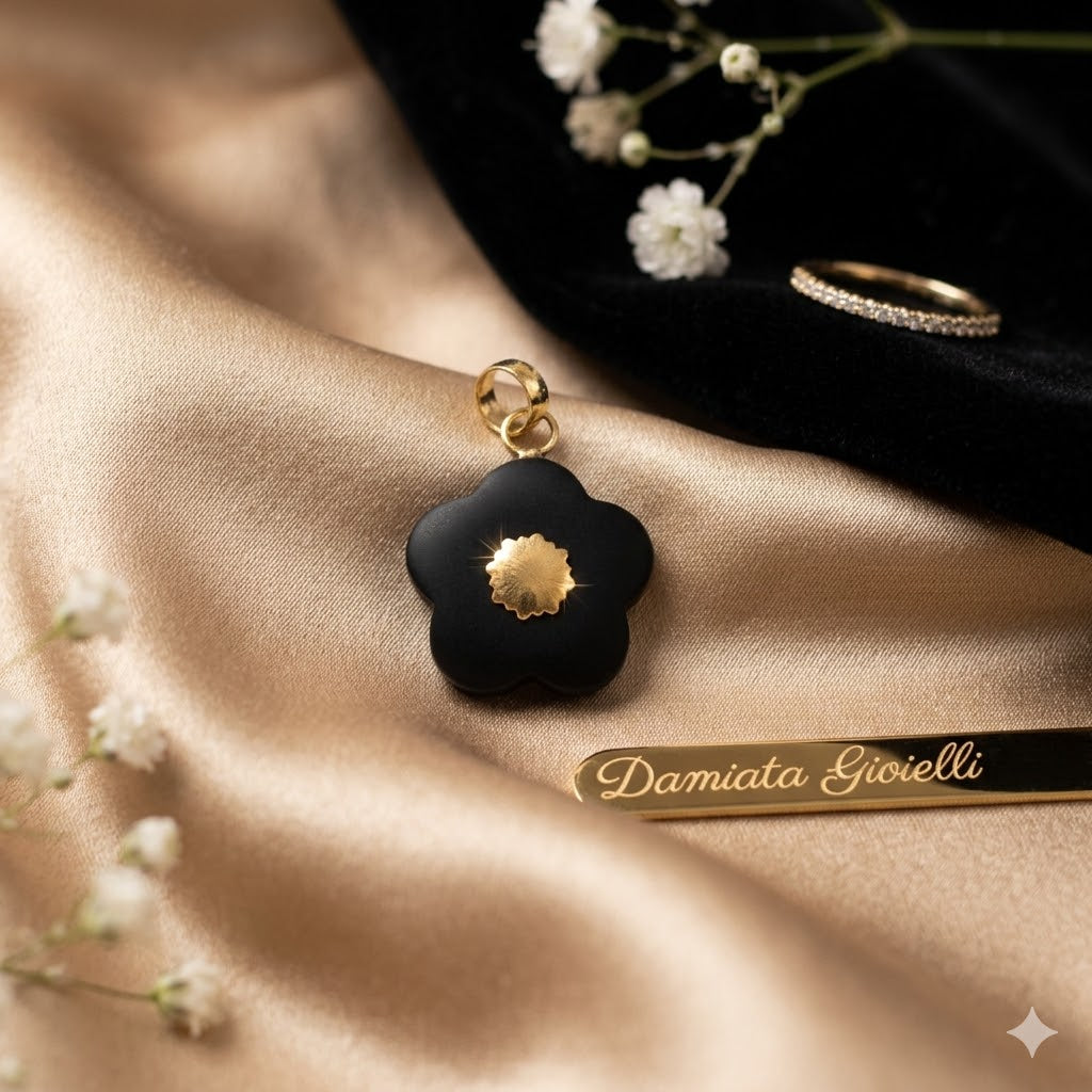 Ciondolo a fiore donna Damiata Gioielli in oro giallo con cristallo CRI11032