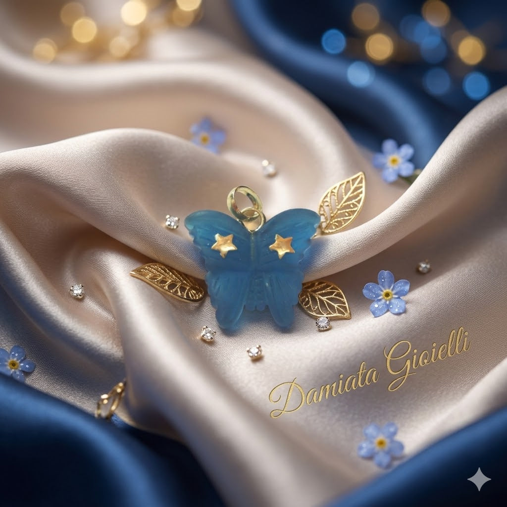 Ciondolo a farfalla donna Damiata Gioielli in oro giallo con cristallo CRI110873