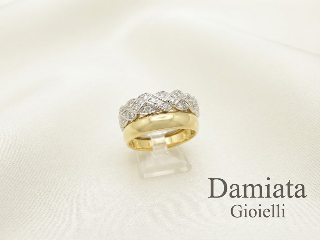 Anello fantasia donna Recarlo in oro giallo e bianco con diamanti ref. E110