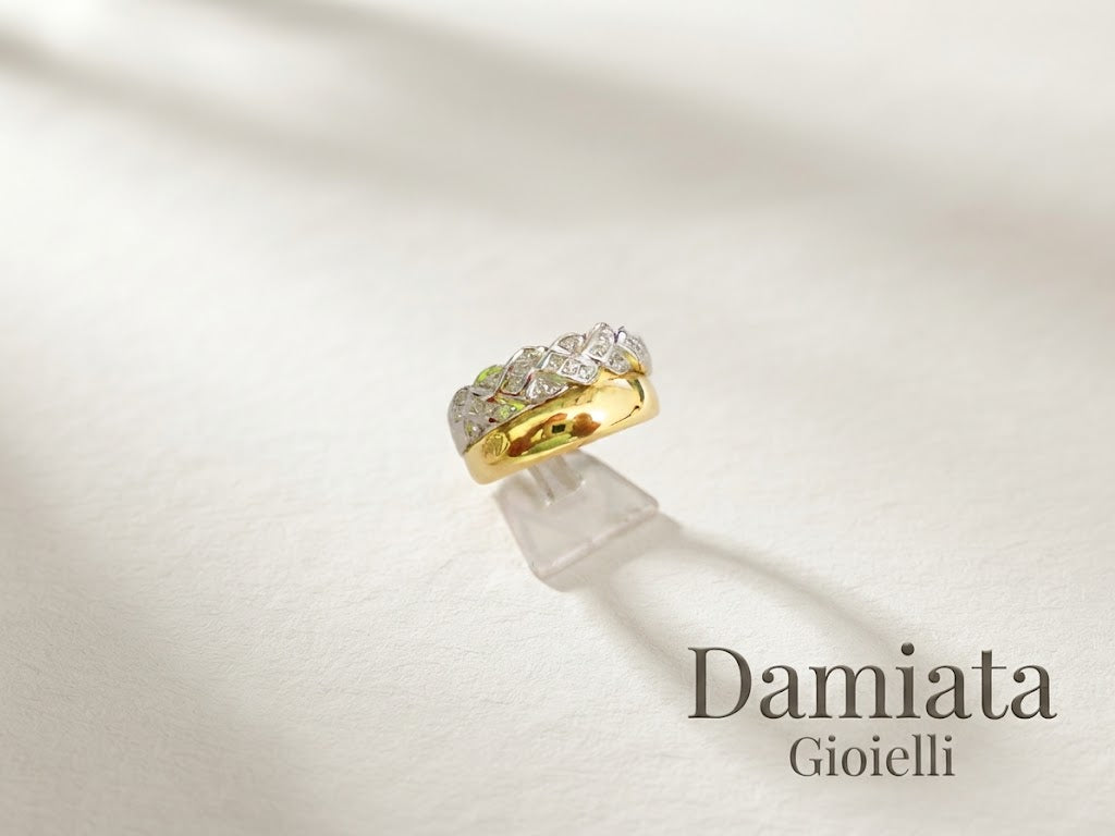 Anello fantasia donna Recarlo in oro giallo e bianco con diamanti ref. E110