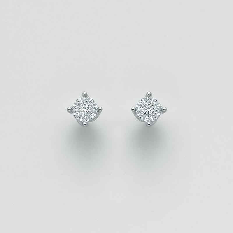 Orecchini punto luce donna in oro bianco e diamanti ERD2377