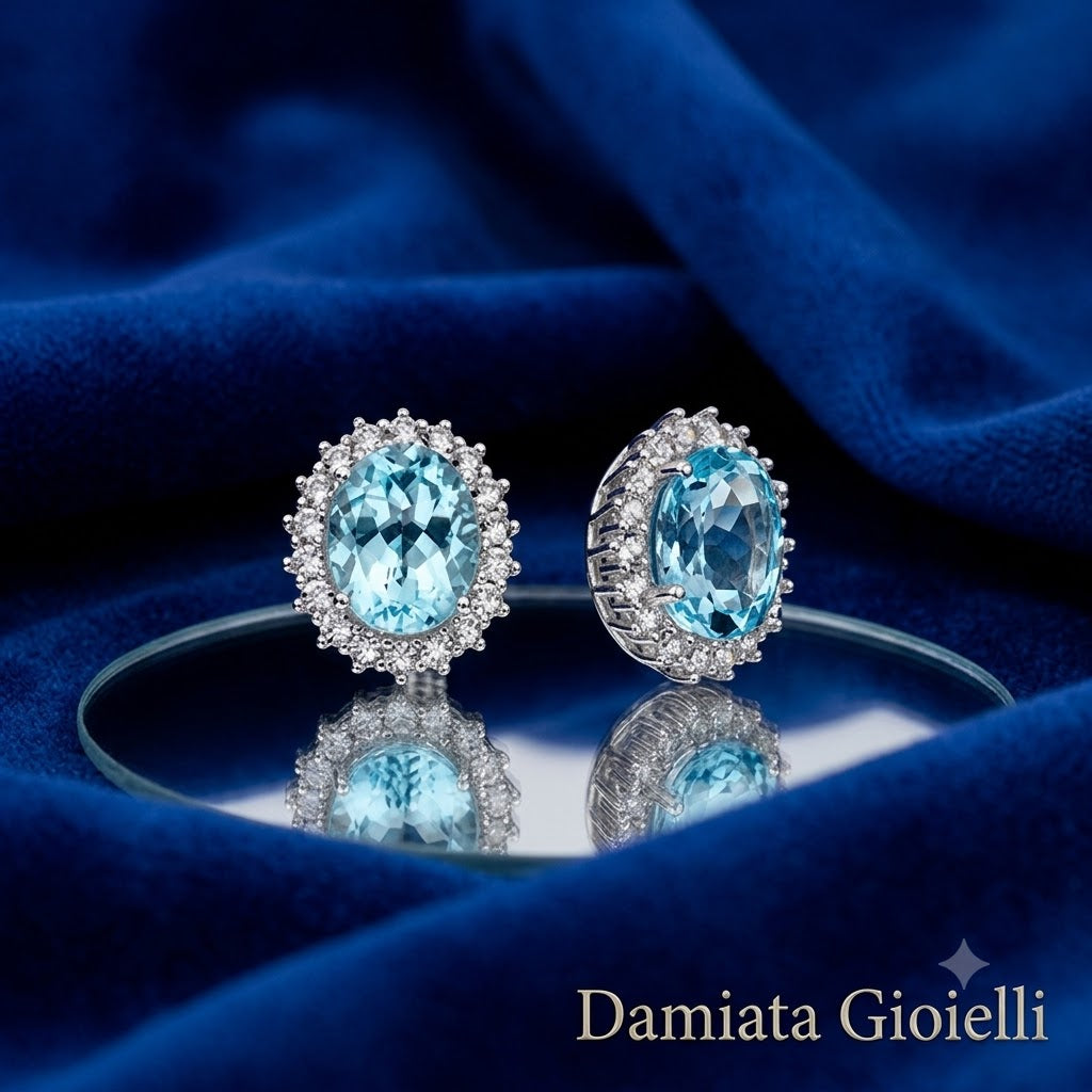 Orecchini donna Miluna in argento 925% con topazi bianchi e celeste ERD2967
