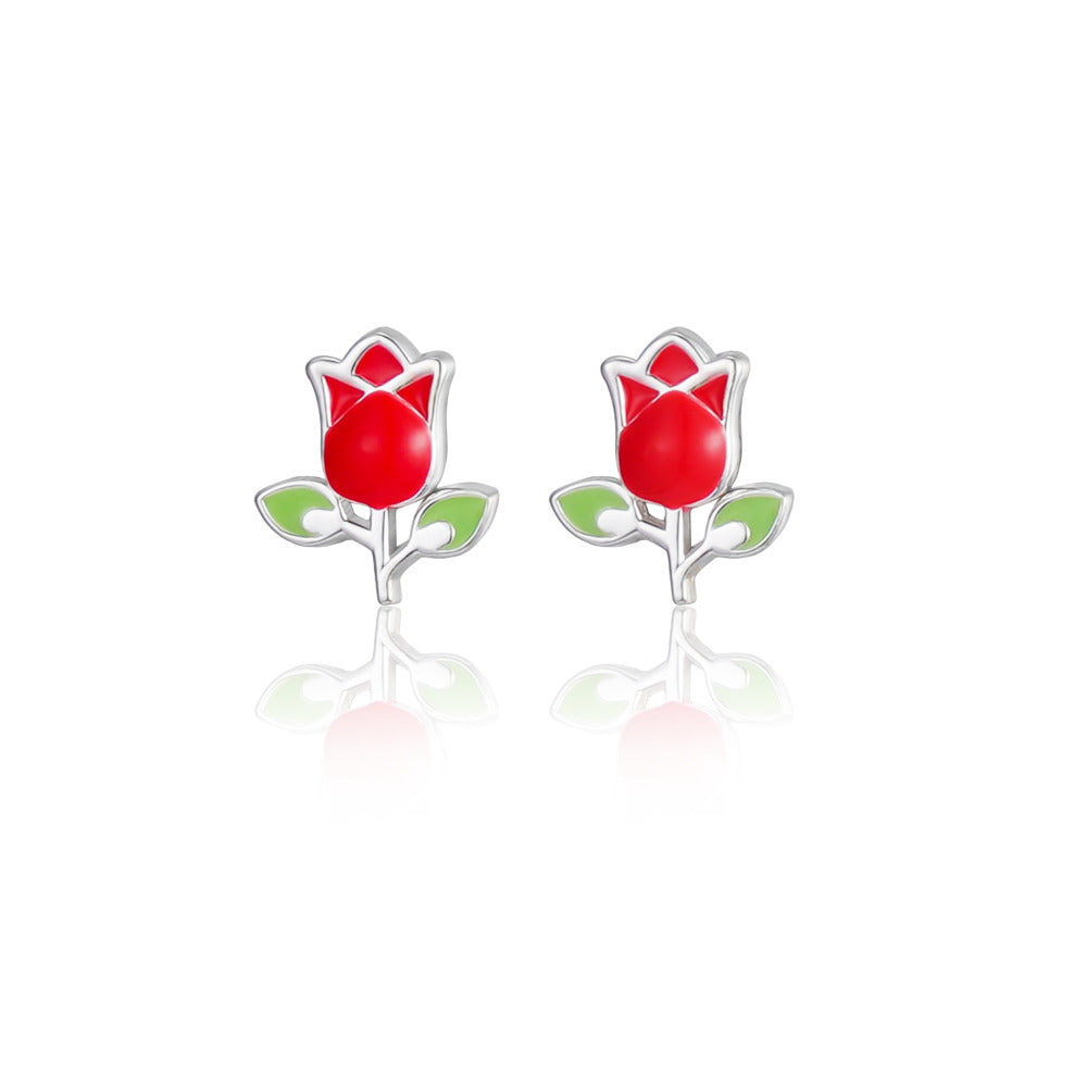 Orecchini Disney bambina in argento raffigurante una rosa  ES00104SL.CS