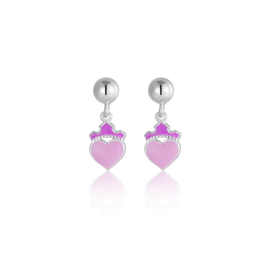 Orecchini Disney bambina in argento raffigurante dei cuori coronati ES00108SL.CS