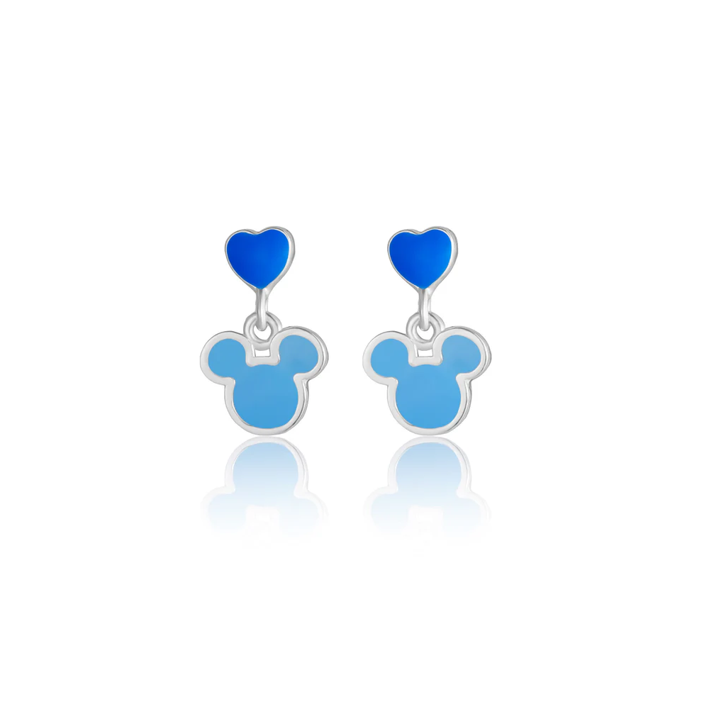 Orecchini Disney bambina in argento raffigurante dei cuori e Topolino ES00110SL.CS