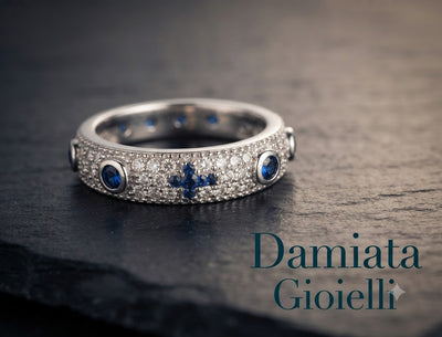 Anello rosario unisex Orelù in argento zirconi bianchi e blu ref. FED1BLU