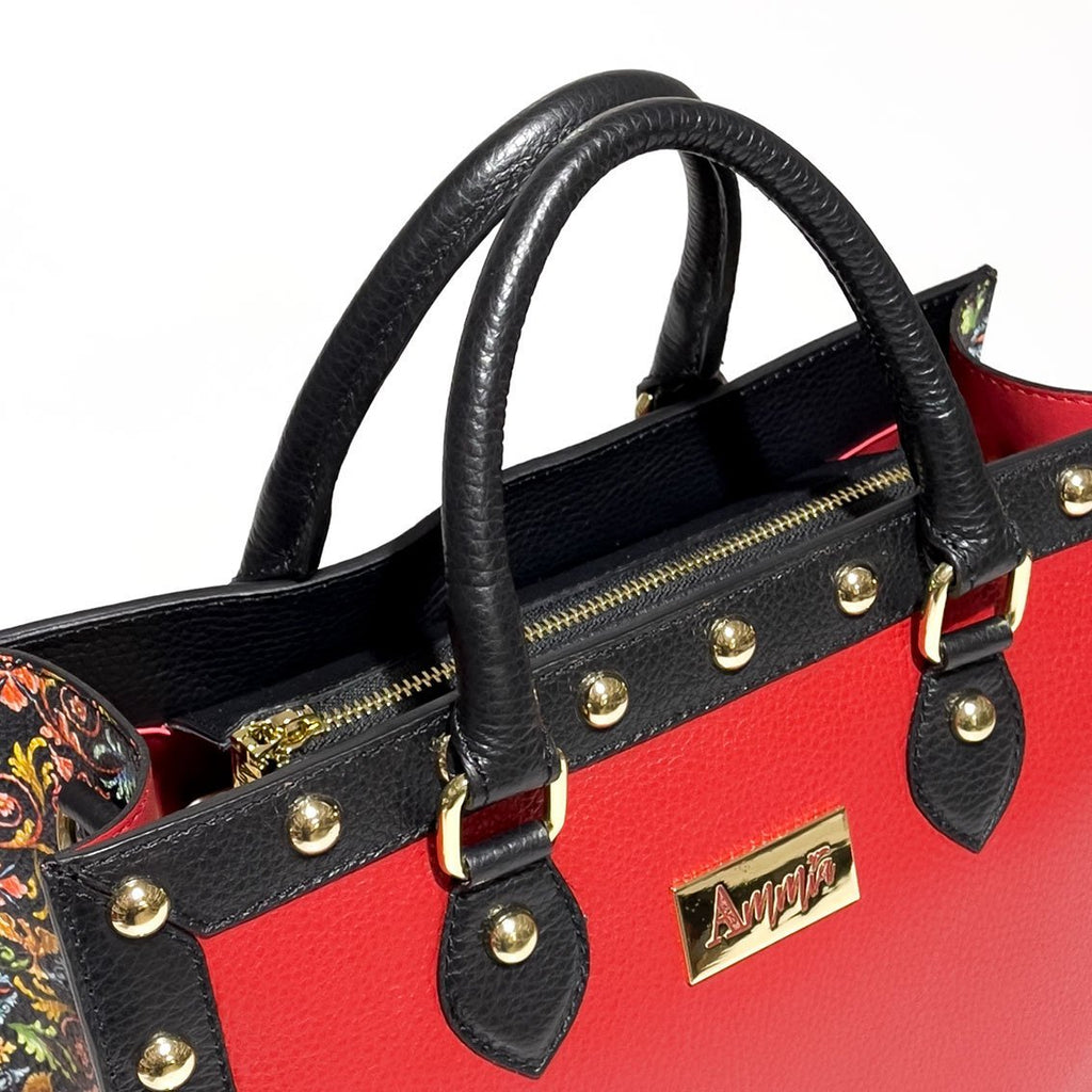 Borsa Ammia donna in pelle collezione "SCARAMANZIA" colore rosso