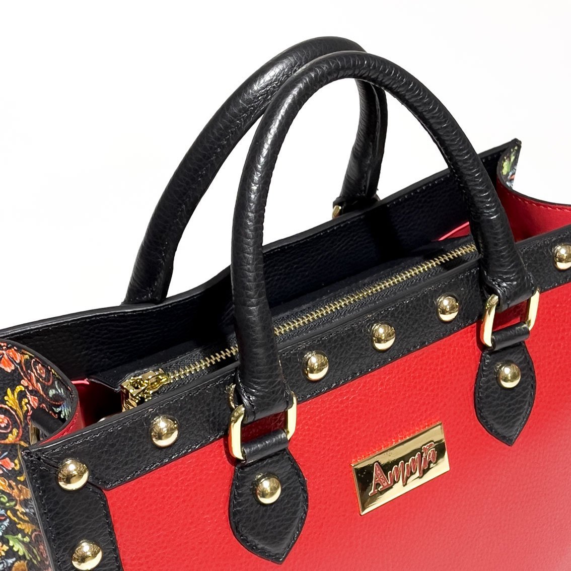 Borsa Ammia donna in pelle collezione "SCARAMANZIA" colore rosso