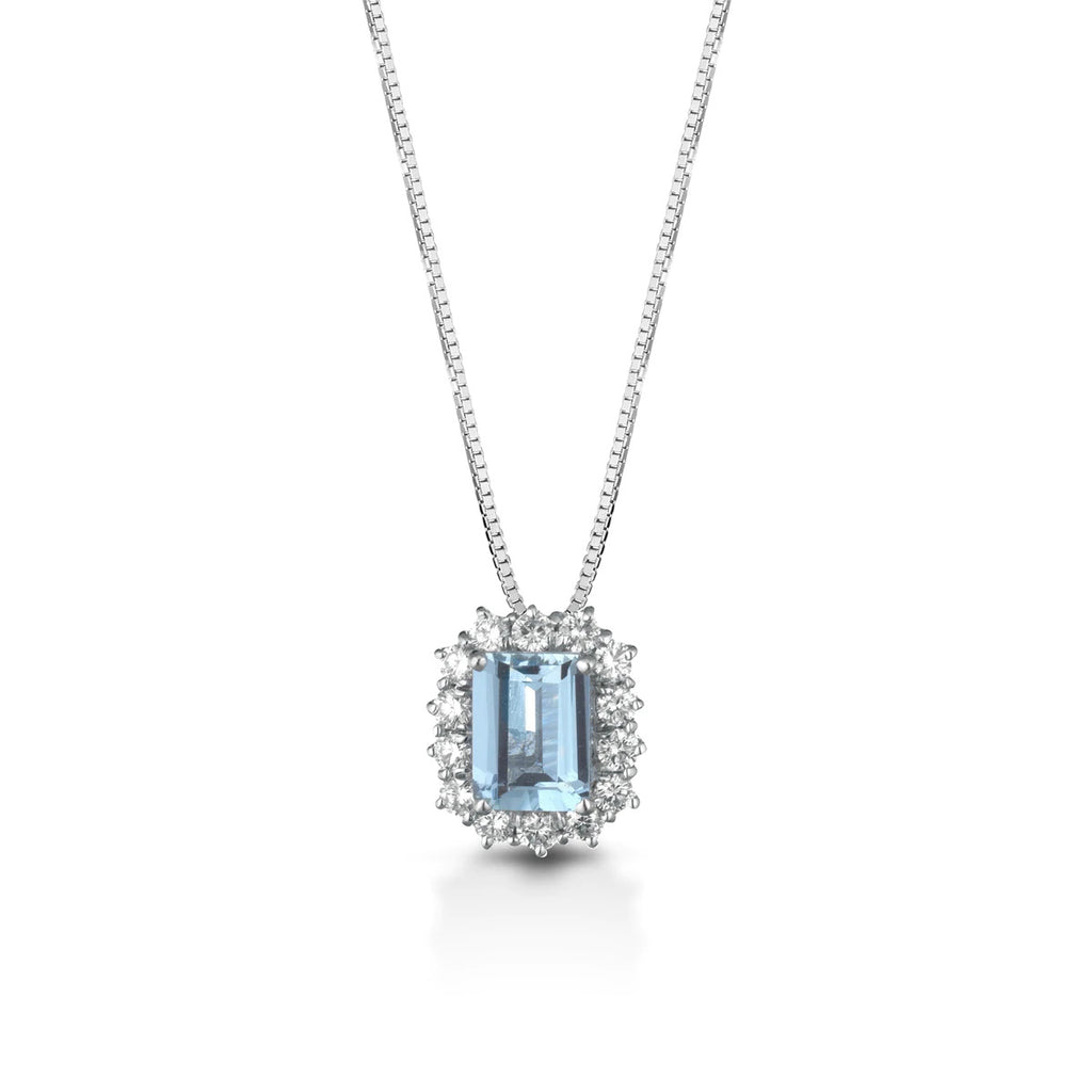 Collana donna Giorgio Visconti in oro bianco, diamanti e acquamarina GB34322C
