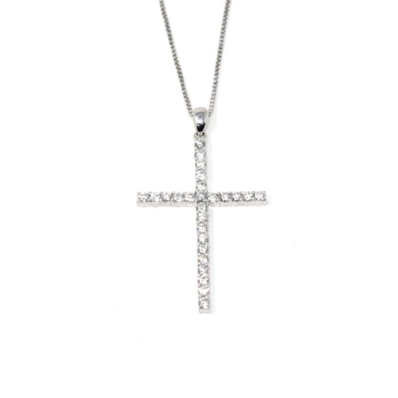 Collana croce per donna Giorgio Visconti in oro bianco e diamanti GBX33241