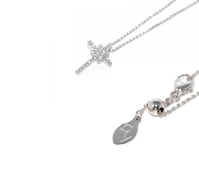 Girocollo con croce Giorgio Visconti donna in oro bianco e diamanti GBX38702
