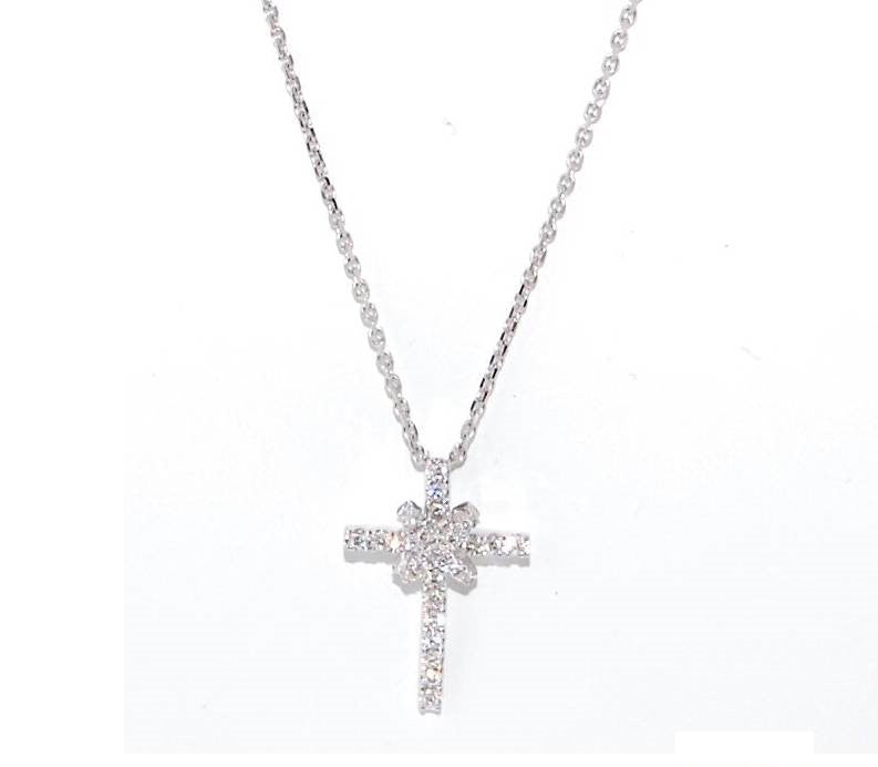 Girocollo con croce Giorgio Visconti donna in oro bianco e diamanti GBX38702