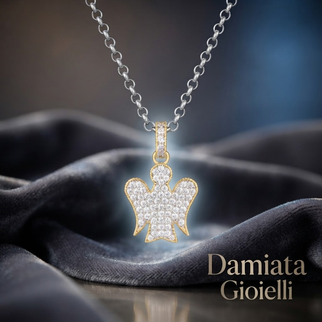 Collana angelo donna Roberto Giannotti in argento bicolore e zirconi ref. GIA365