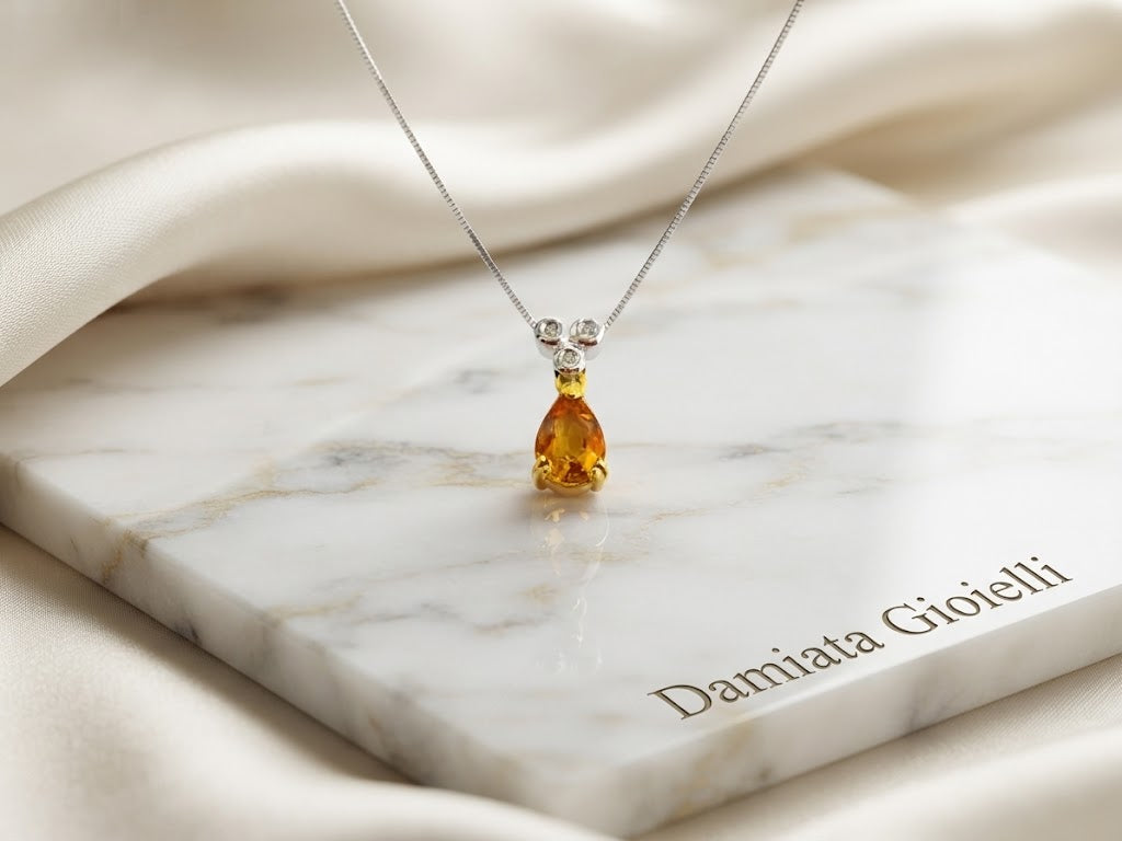 Collana fantasia donna Orelù in oro bianco, quarzo e diamanti di 0,02 carati ref. GICR/1