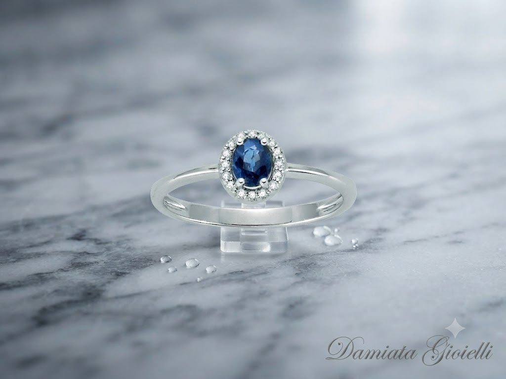 Anello donna Miluna in oro bianco, diamanti e zaffiro blu LID3266