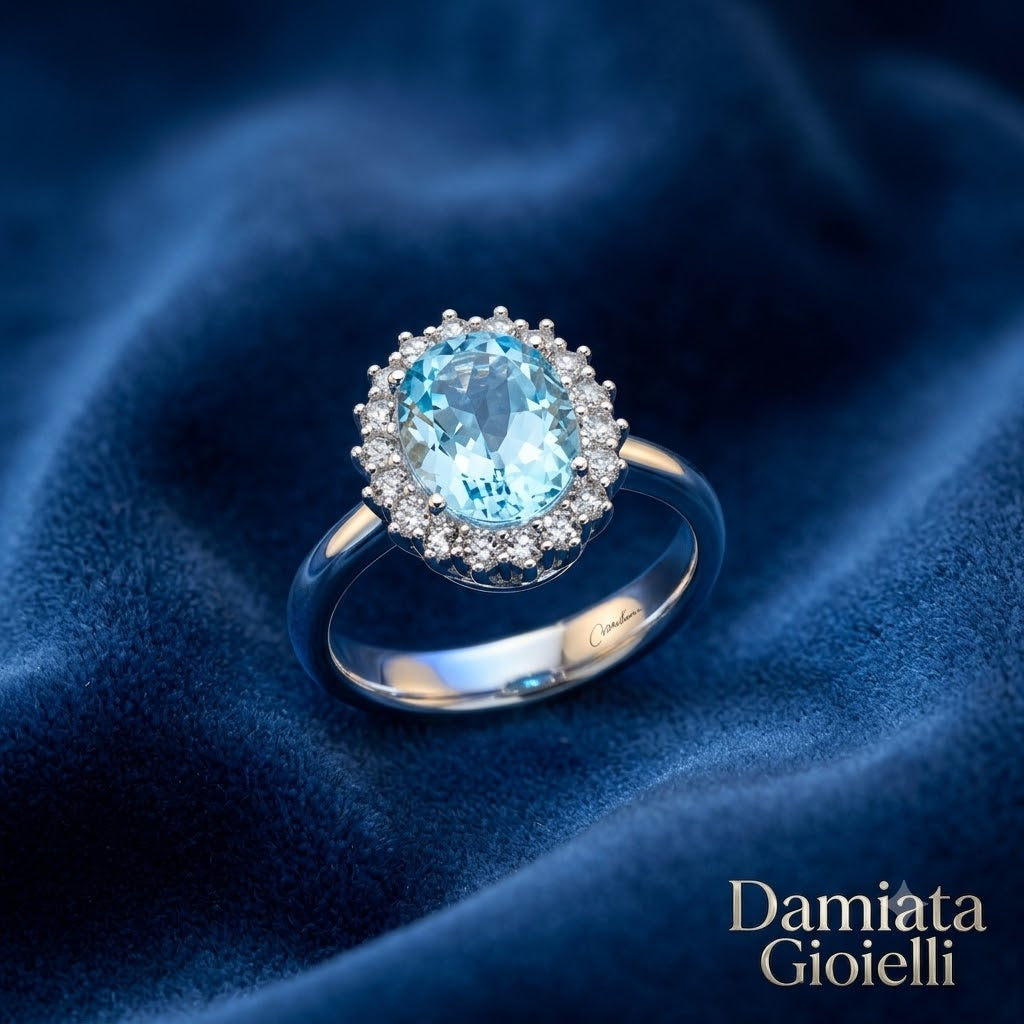 Anello donna Miluna in argento 925% con topazi bianchi e celeste LID3888