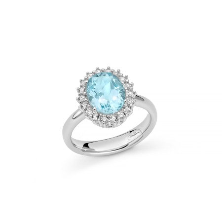 Anello donna Miluna in argento 925% con topazi bianchi e celeste LID3888