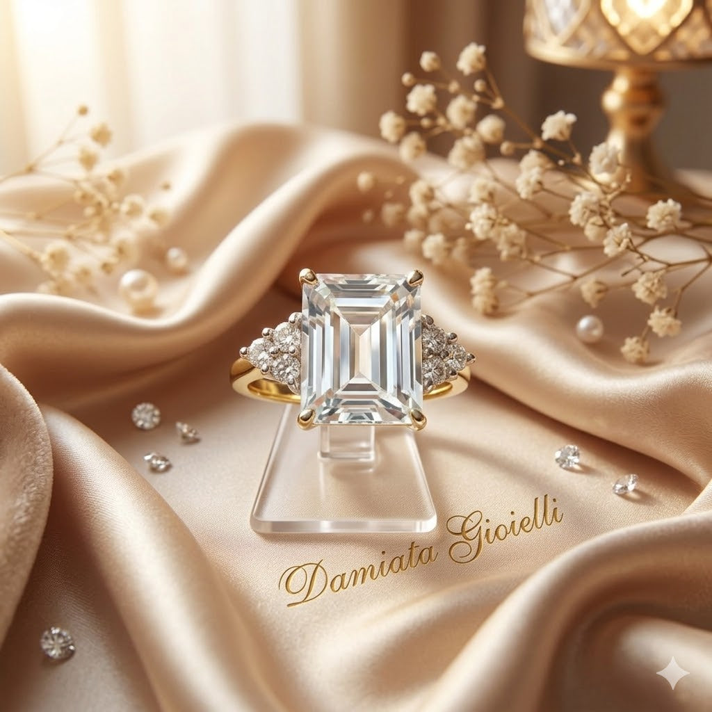 Anello donna Nimei in oro bianco, diamanti e acquamarina LID417