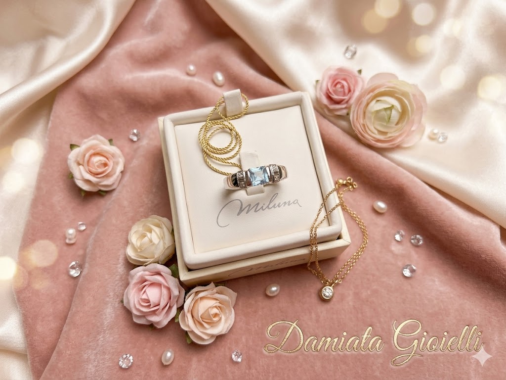 Anello donna Miluna in oro bianco, diamanti e acquamarina LID482