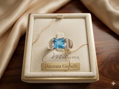 Anello donna Miluna in oro bianco con diamanti e topazio LID577