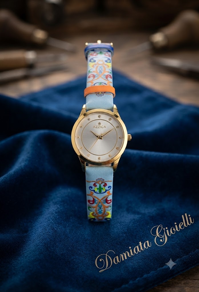 Orologio solo tempo donna Mizzica in acciaio dorato e pelle MA193