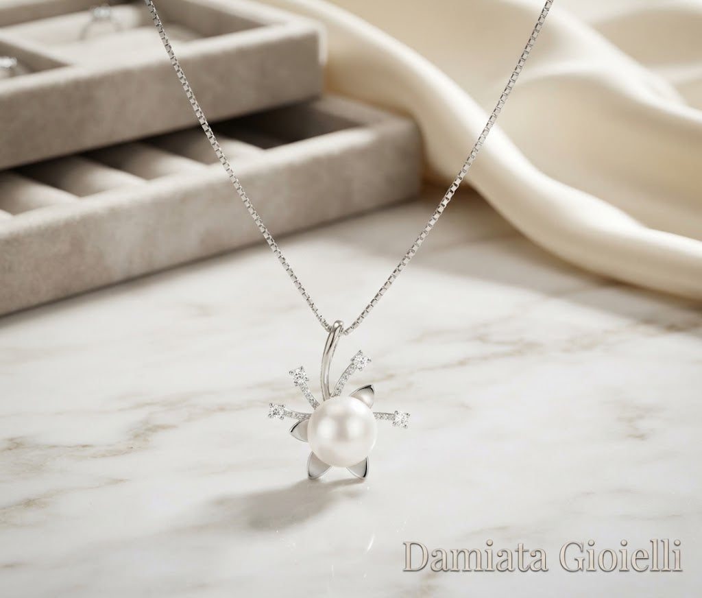 Collana donna Orelù in oro bianco e diamanti di 0,03 carati ref. MAIORATMAN