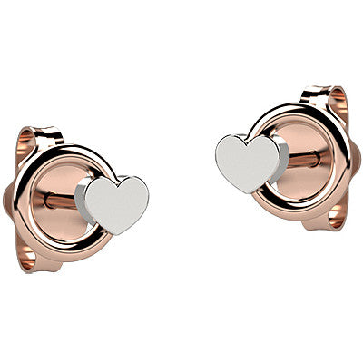 Orecchini a cuore bambina Nanán in argento bicolore NAN0135