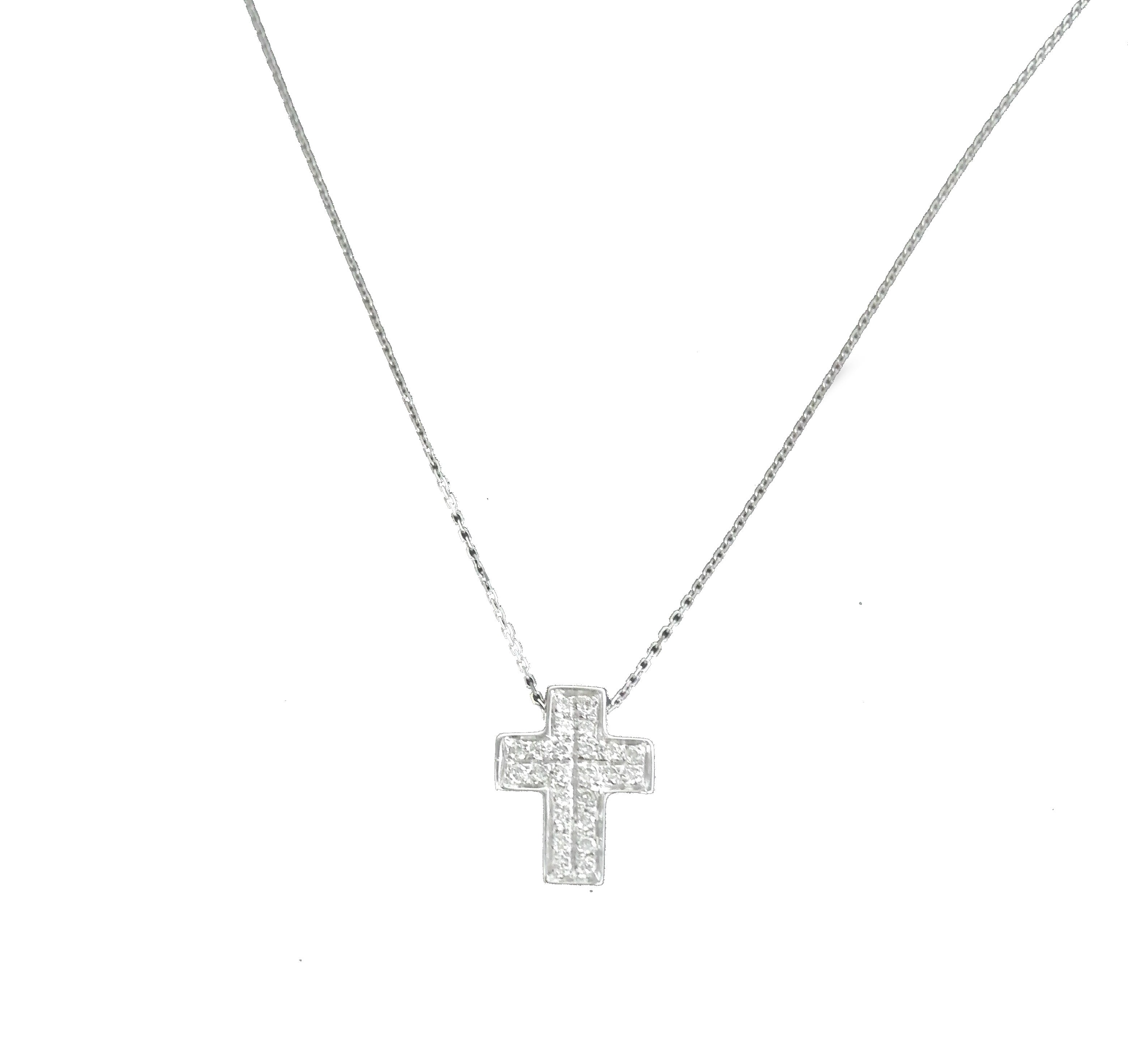 Collana con croce donna Gioielli Tramontano in oro bianco e diamanti NP413-01NC
