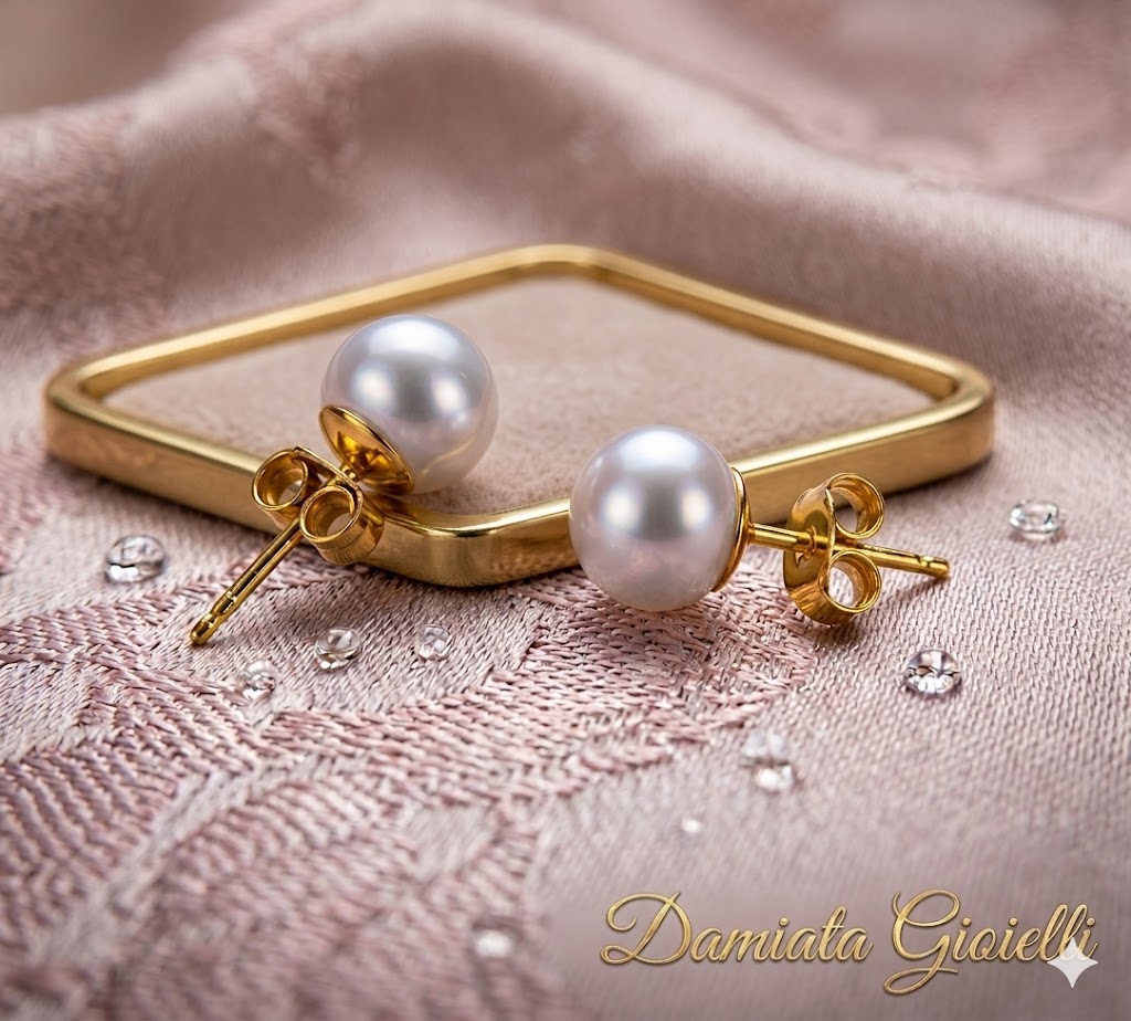 Orecchini a bottone donna Orelù Gioielli in argento dorato e perle ref. OR0001PAD