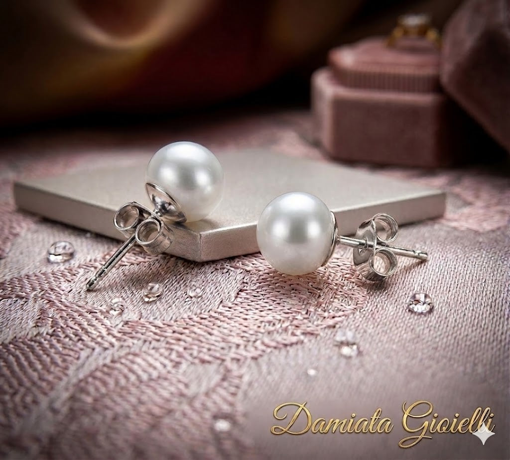 Orecchini a bottone donna Orelù Gioielli in argento e perle cipolline ref. OR0001PCB