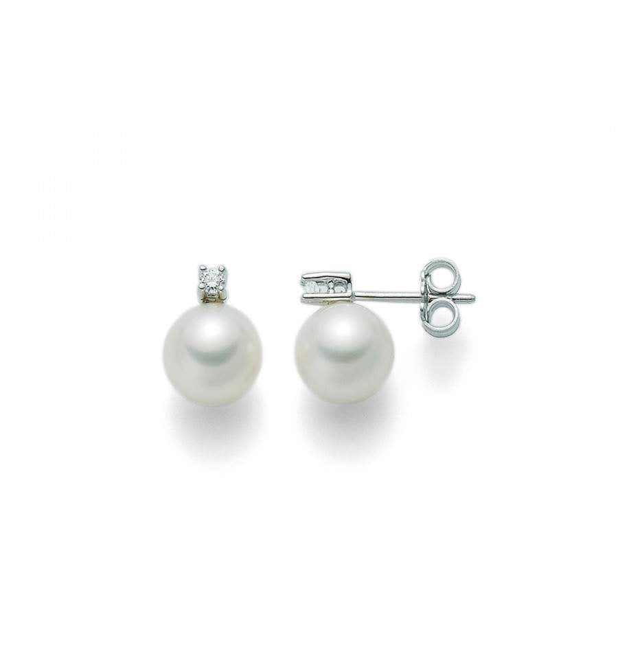 Orecchini donna Lucciole Gioielli in oro bianco, diamante e perle ref. OR9KT001/7