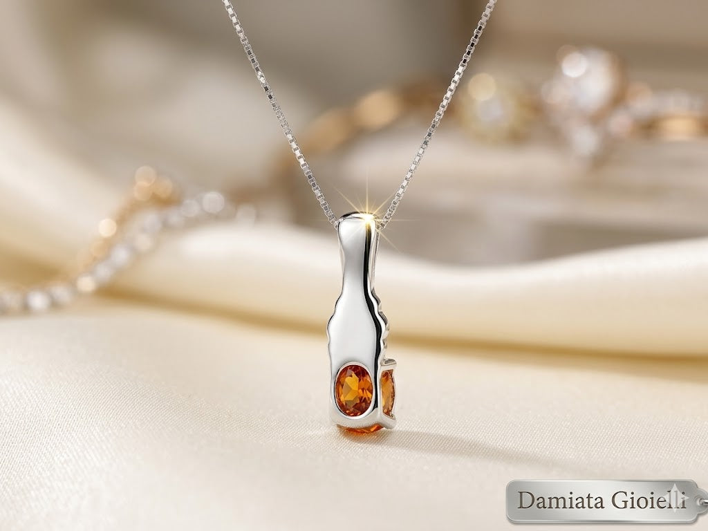 Girocollo donna Orelù in oro bianco con diamanti e quarzo ref. ORE2