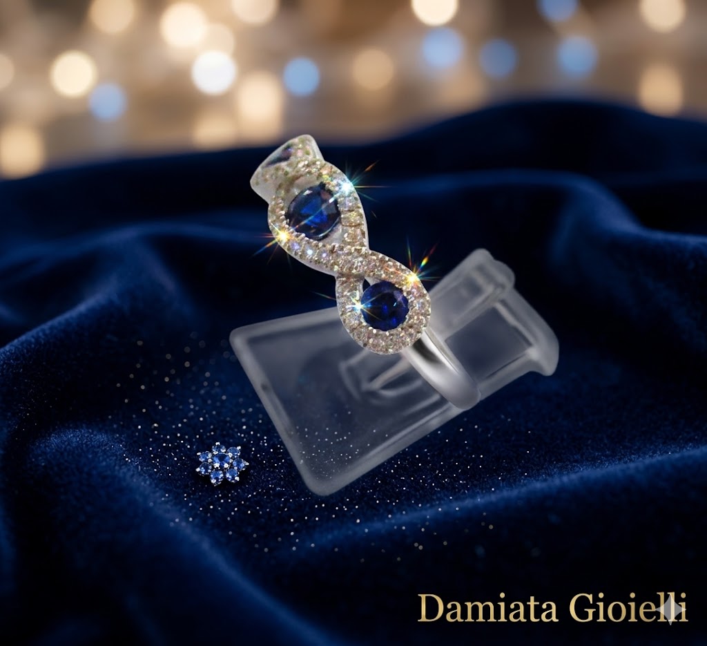 Anello donna Orelù in oro bianco con diamanti e zaffiri ref. ORE1