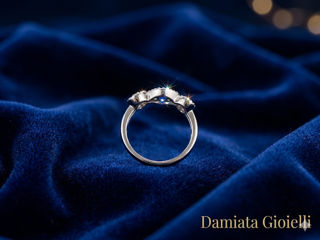 Anello donna Orelù in oro bianco con diamanti e zaffiri ref. ORE1