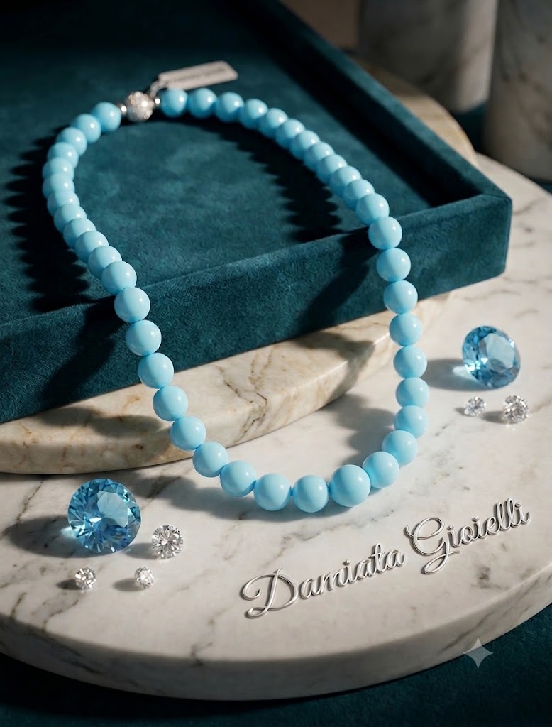 Collana donna Orelù filo di turchese con chiusura in argento 925% con zirconi ref. ORE4