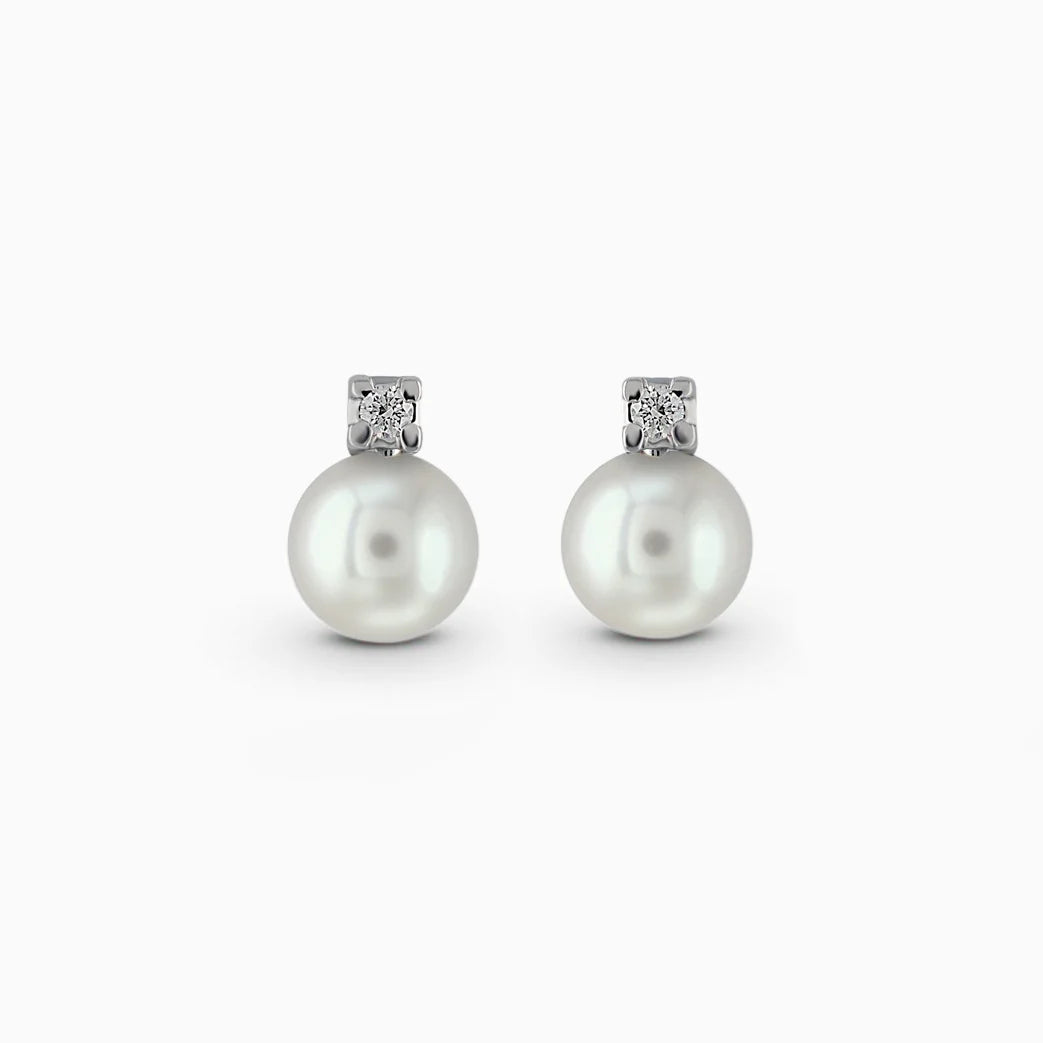 Orecchini donna Lucciole Gioielli in oro bianco, diamanti e perle d'acqua dolce ref. OR005/6