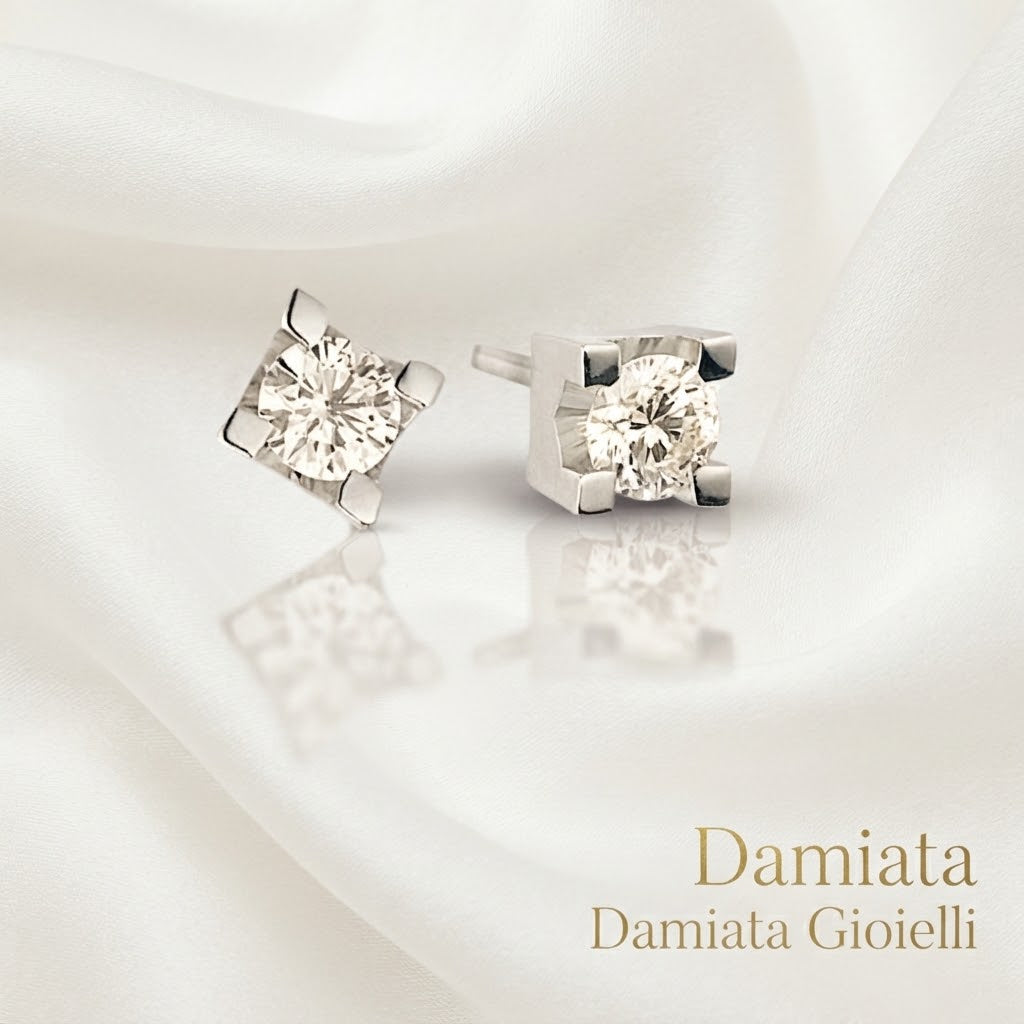 Orecchini punto luce donna Lucciole Gioielli in oro bianco e diamanti di 0,10 carati ref. ORGL010SI