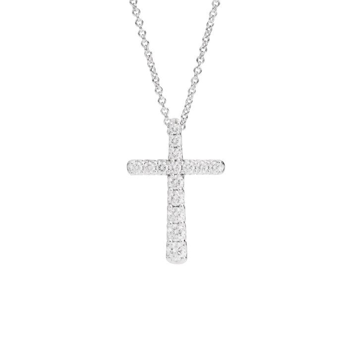 Collana croce donna Recarlo in oro bianco e diamanti P01CR747/030-45-1