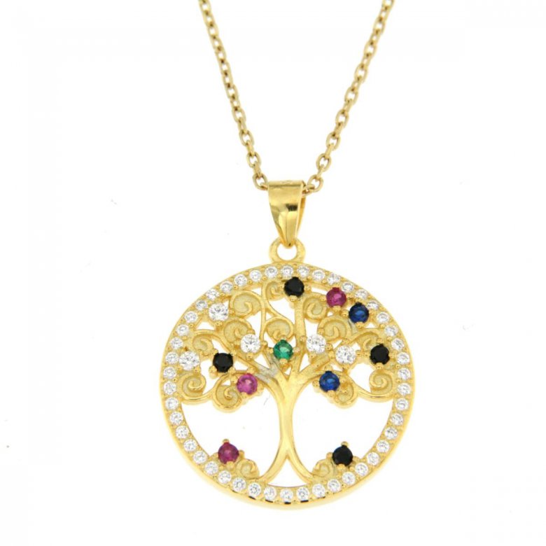 Collana albero della vita donna Urania Preziosi in argento e zirconi P2727GDM