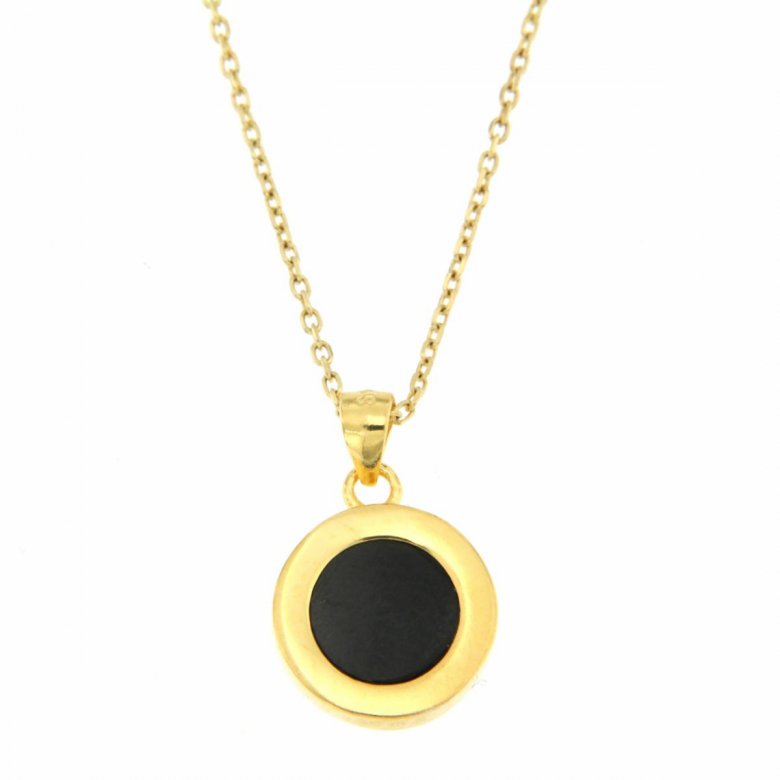 Collana donna Urania Preziosi in acciaio dorato e onice P3295GDBK
